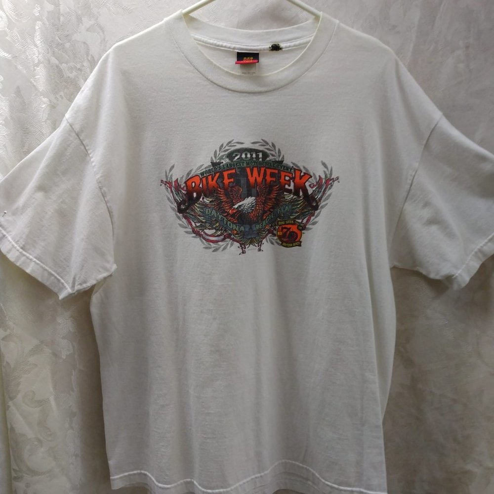 XL Men's 2011 Daytona Bike Week White Tee w/Large Eagle